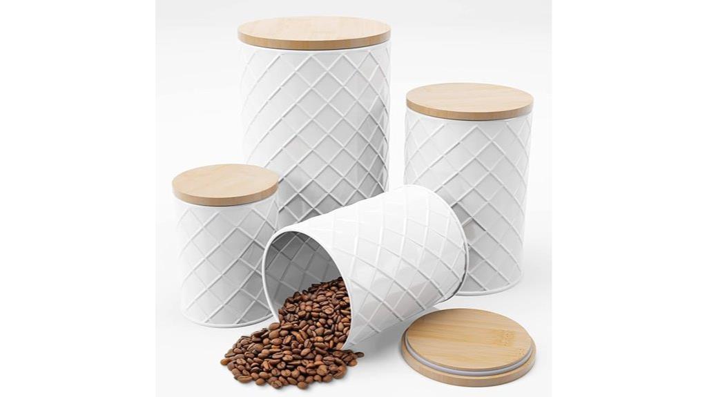 white metal canister set