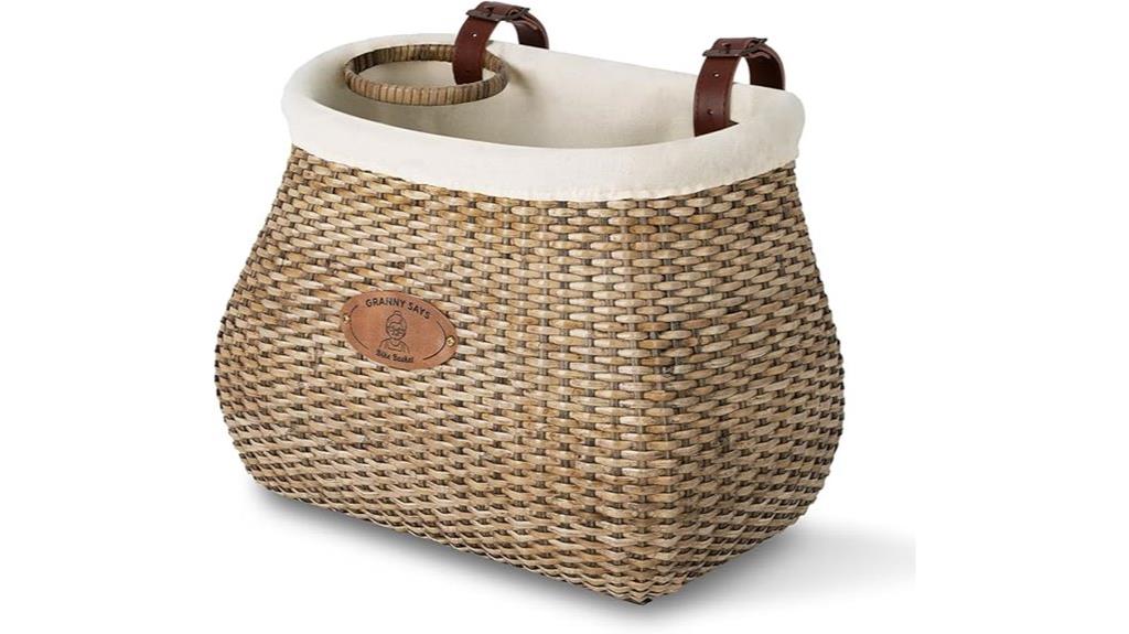 wicker bike basket with cup