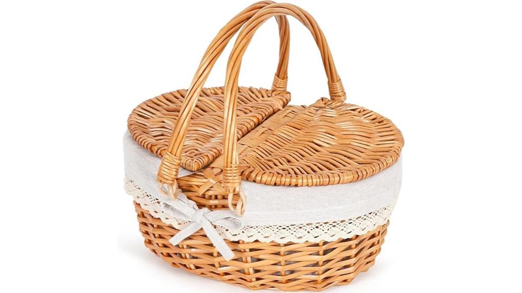 wicker picnic basket with handle