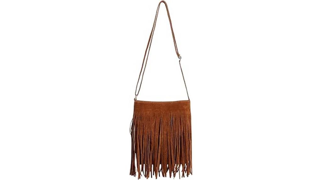 women s faux suede fringe bag