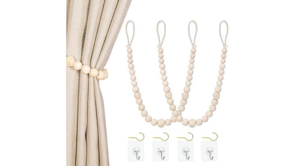 wood bead curtain holdbacks