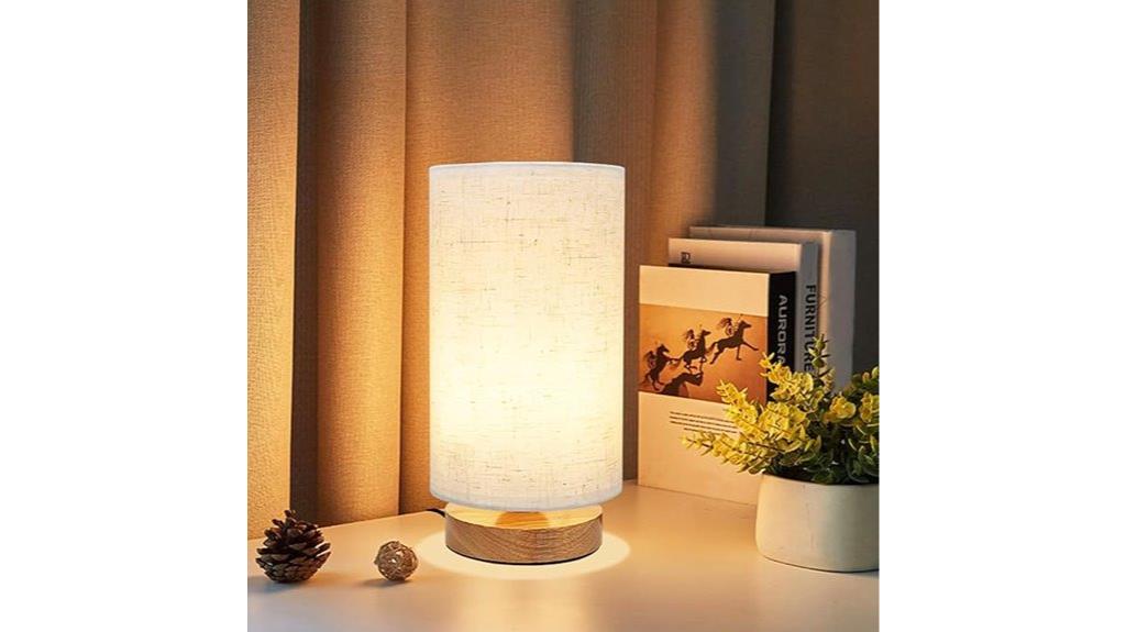 wooden base bedside lamp