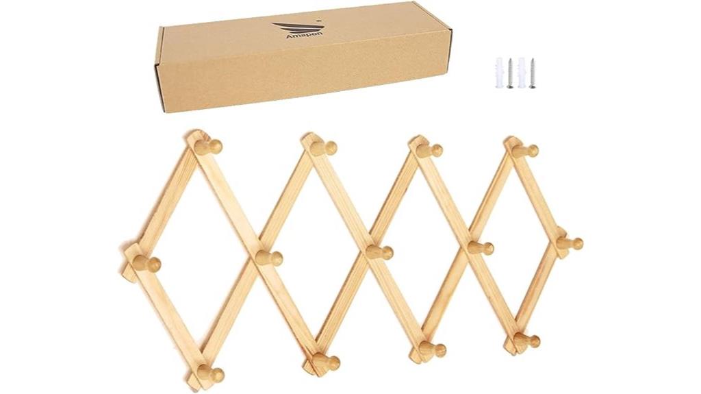 wooden coat rack with hooks