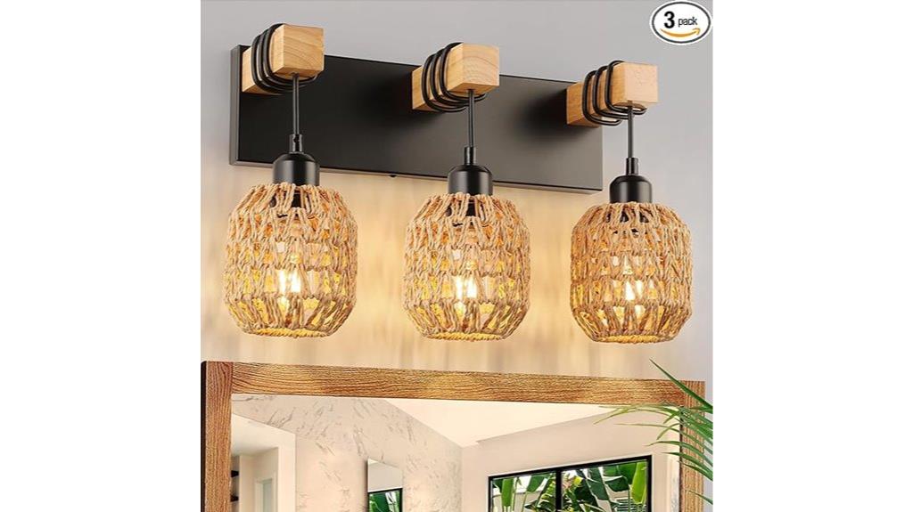 woven lampshade vanity light