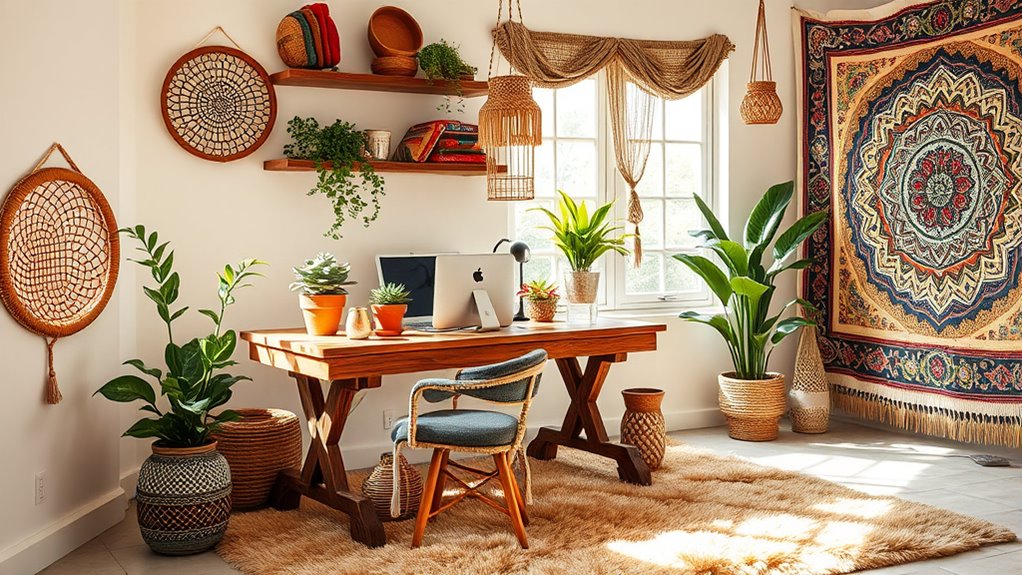 bohemian style office decor