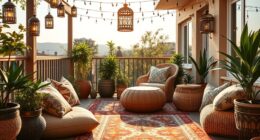 boho balcony decor layers