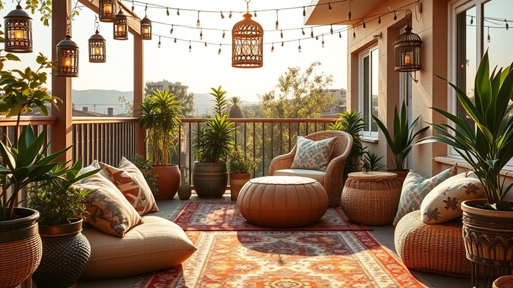 boho balcony decor layers