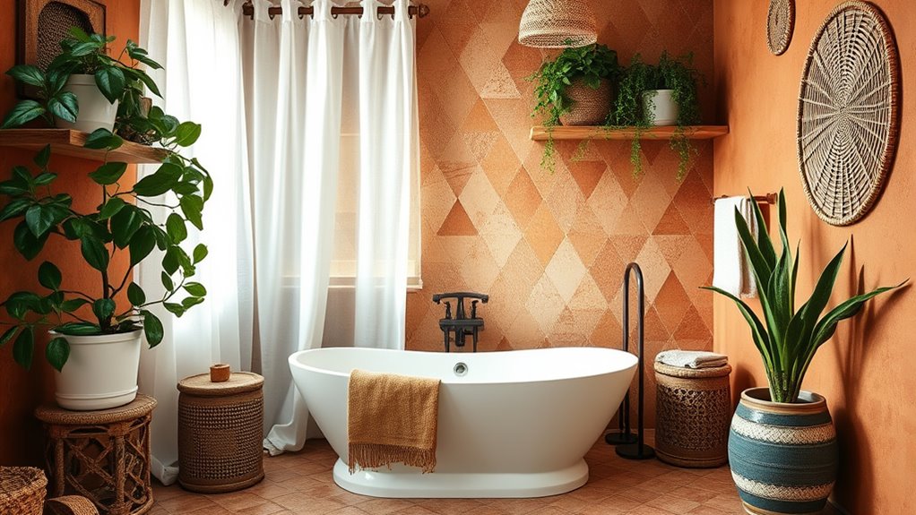 boho bathroom plants decor