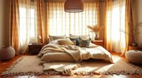 boho bedroom textile layers