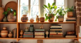 boho chic shelf styling