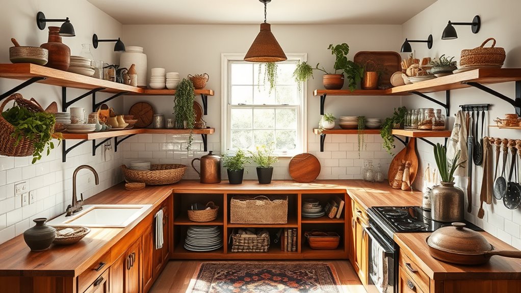 boho kitchen with vintage accents