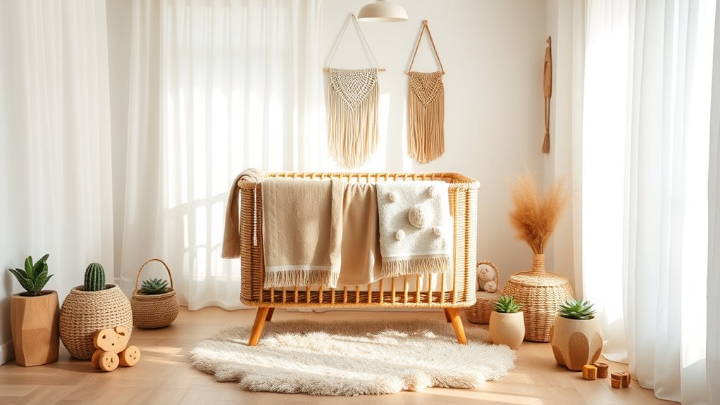 boho nursery with natural tones