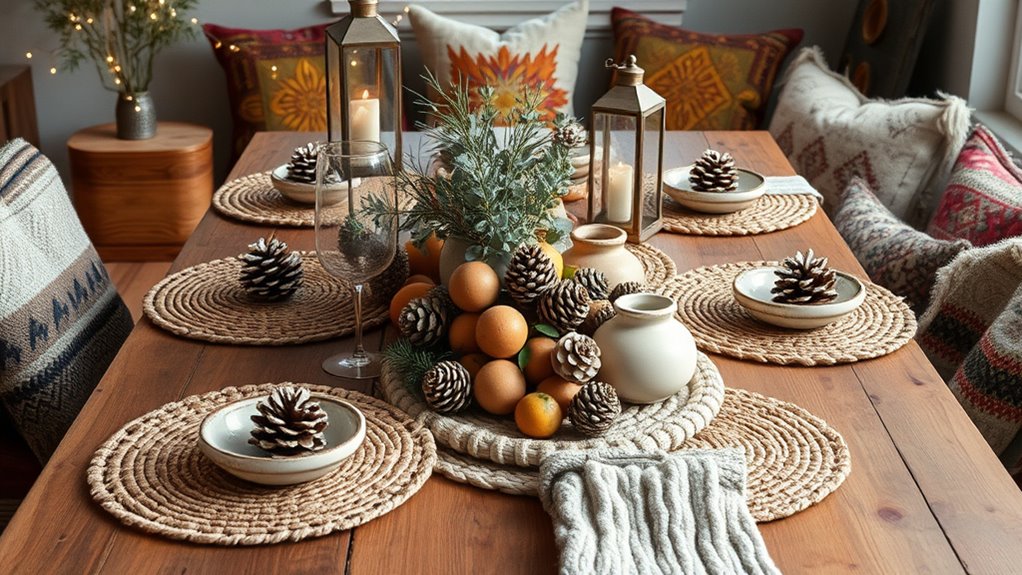 boho winter table decor