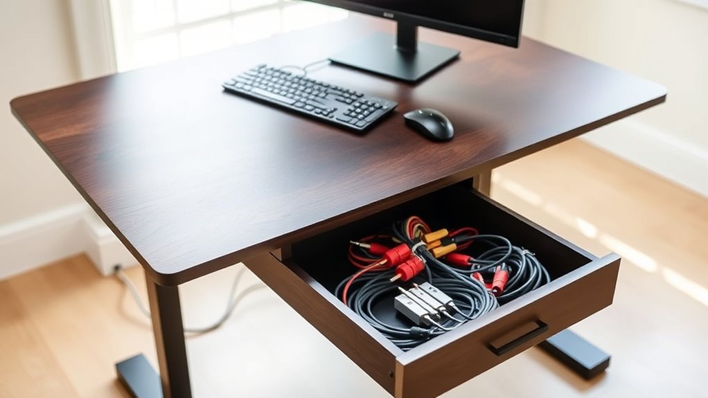 clutter free adjustable desk