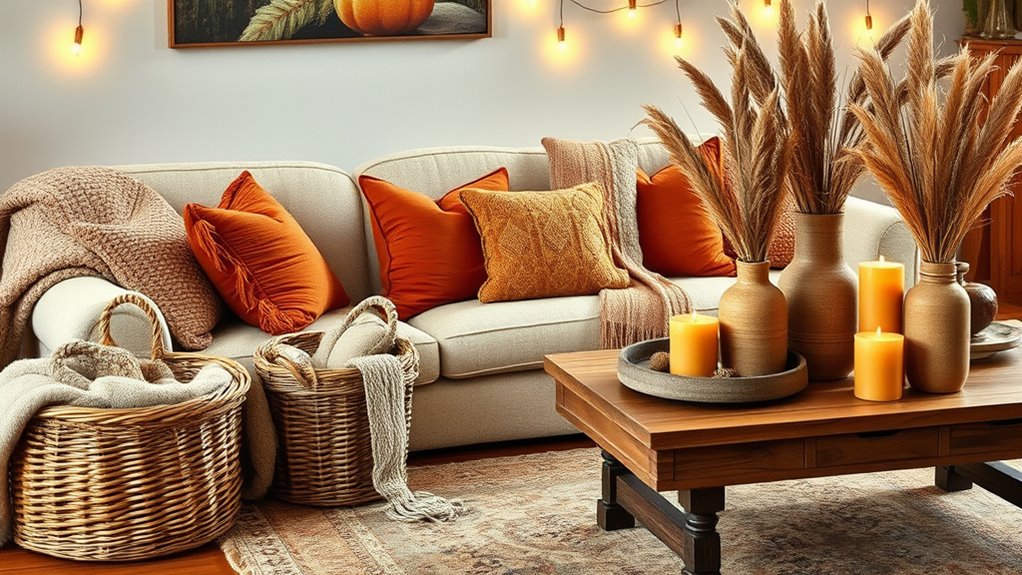 cozy textiles and warm colors