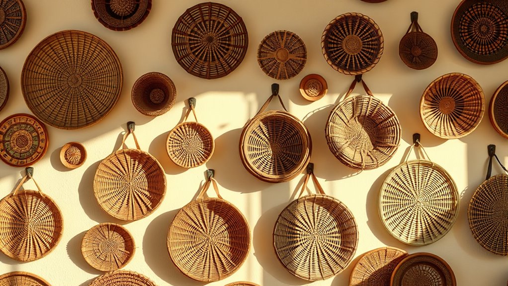 decorate walls with baskets