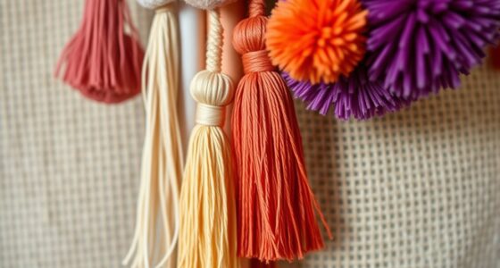 decorative tassel and pom pom accents