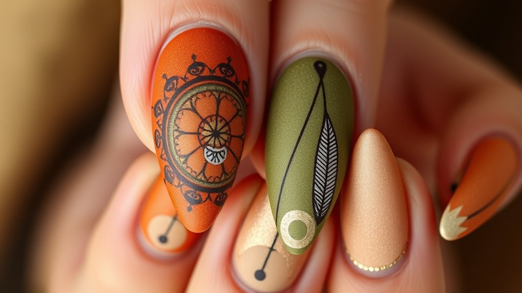 earthy artistic free spirited nails
