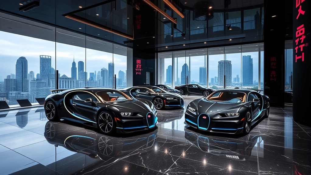 luxury car showroom opening