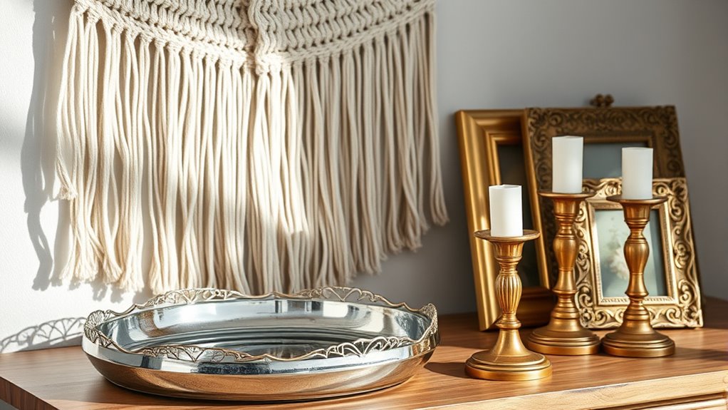 mixed metals enhance boho decor
