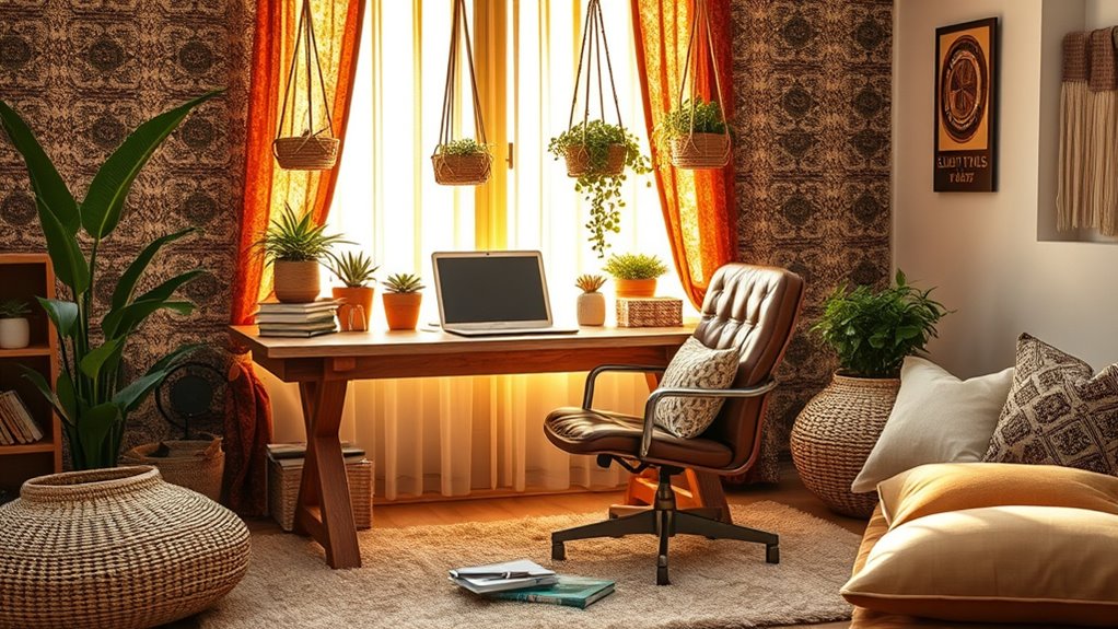 stylish functional boho workspace