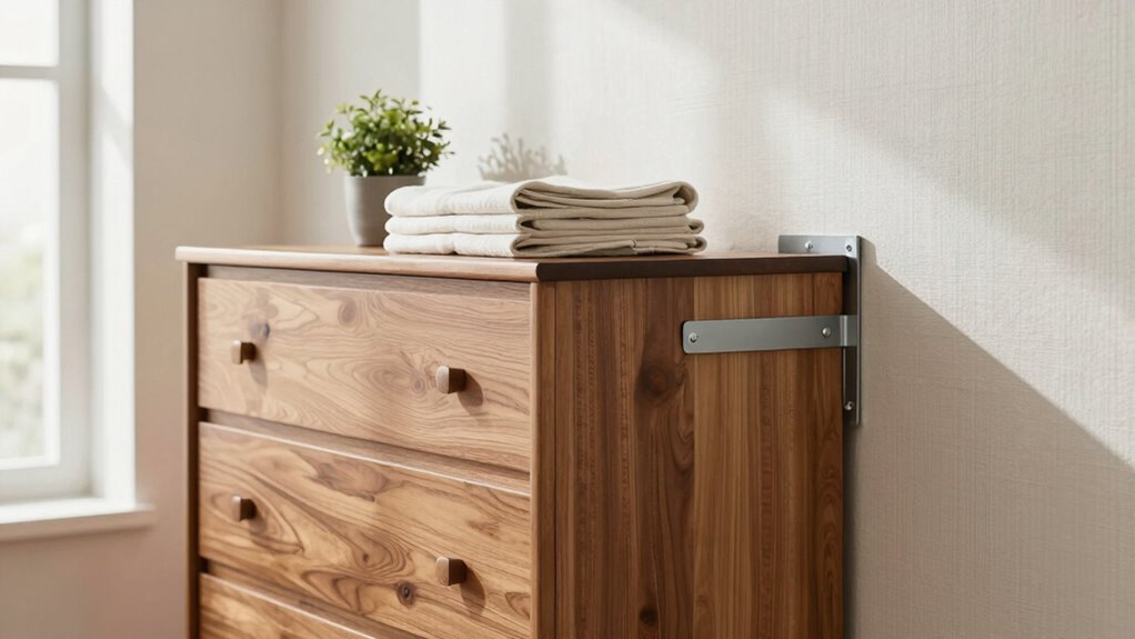 secure dresser to wall