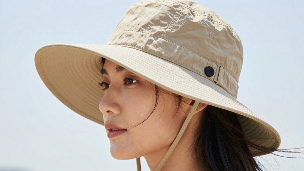 secure wide brim hat with straps