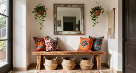 top boho entry bench storage