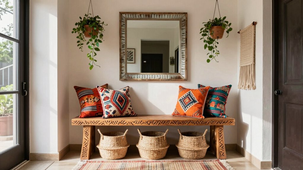 top boho entry bench storage