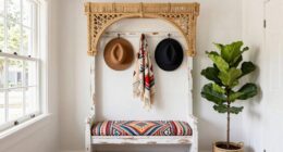 top boho hall tree bench
