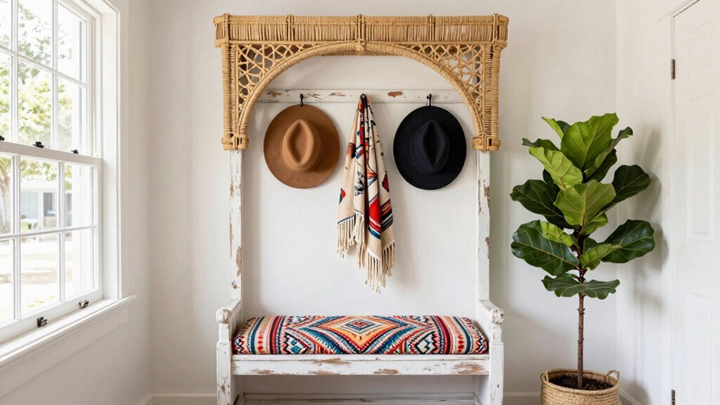 top boho hall tree bench