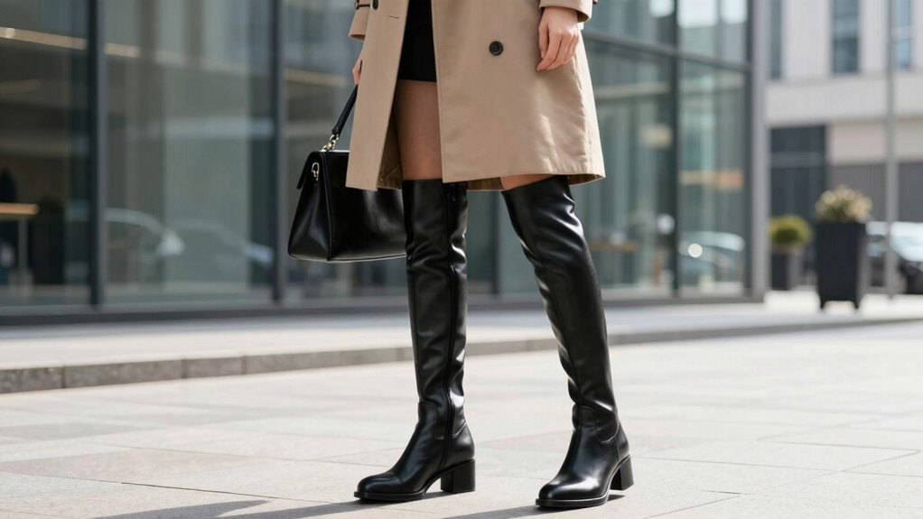 top leather knee high boots