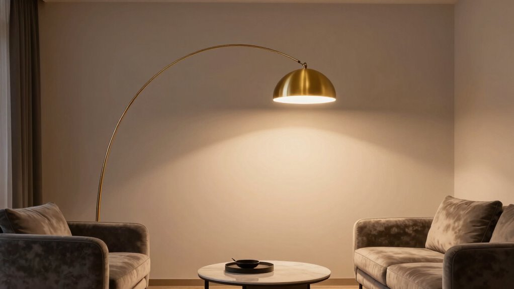 arc lamps create inviting ambiance