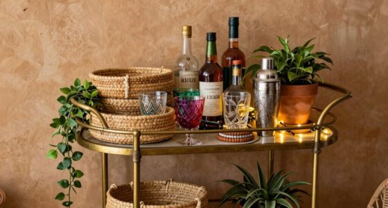 boho inspired bar cart styling