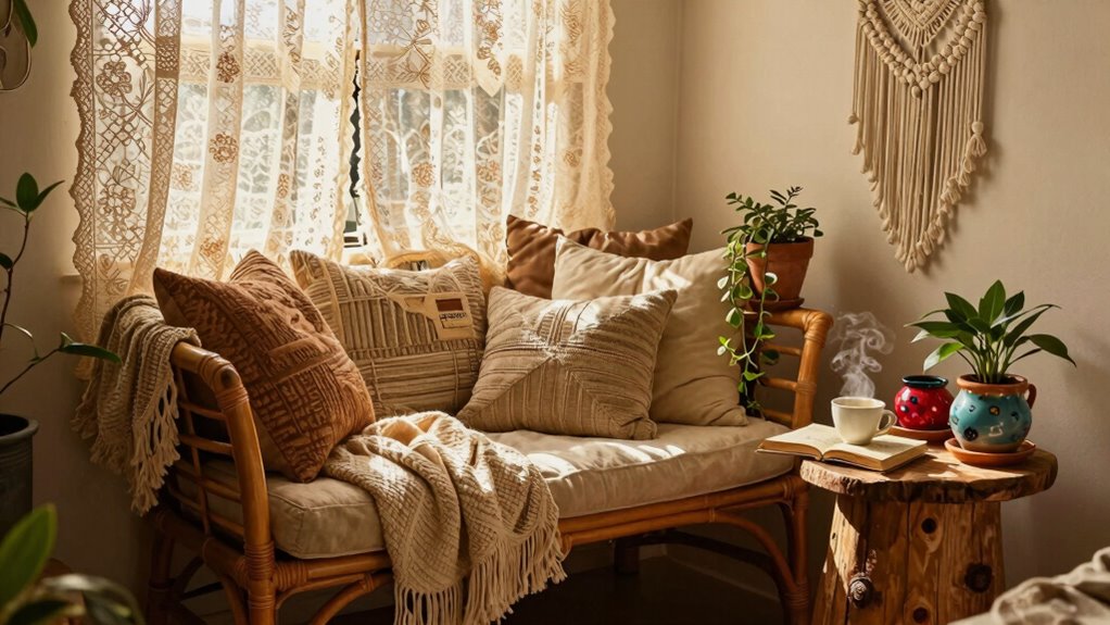 cozy bohemian reading nook