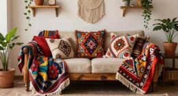 decorate with colorful textiles