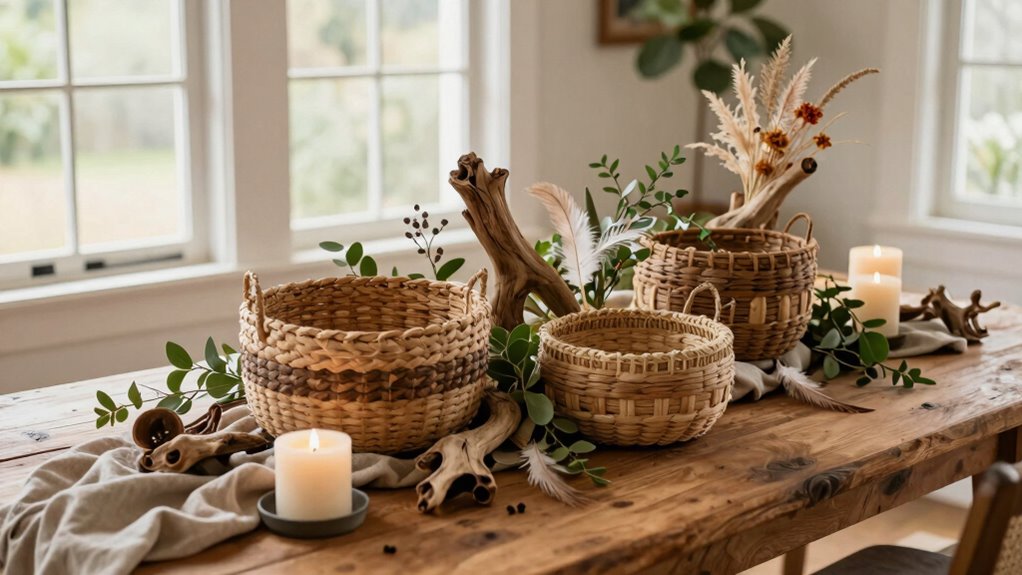 eclectic natural sustainable centerpiece
