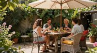 matching outdoor dining arrangements