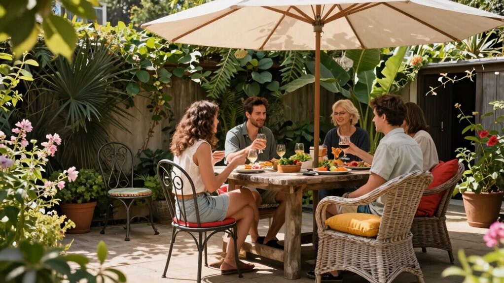matching outdoor dining arrangements