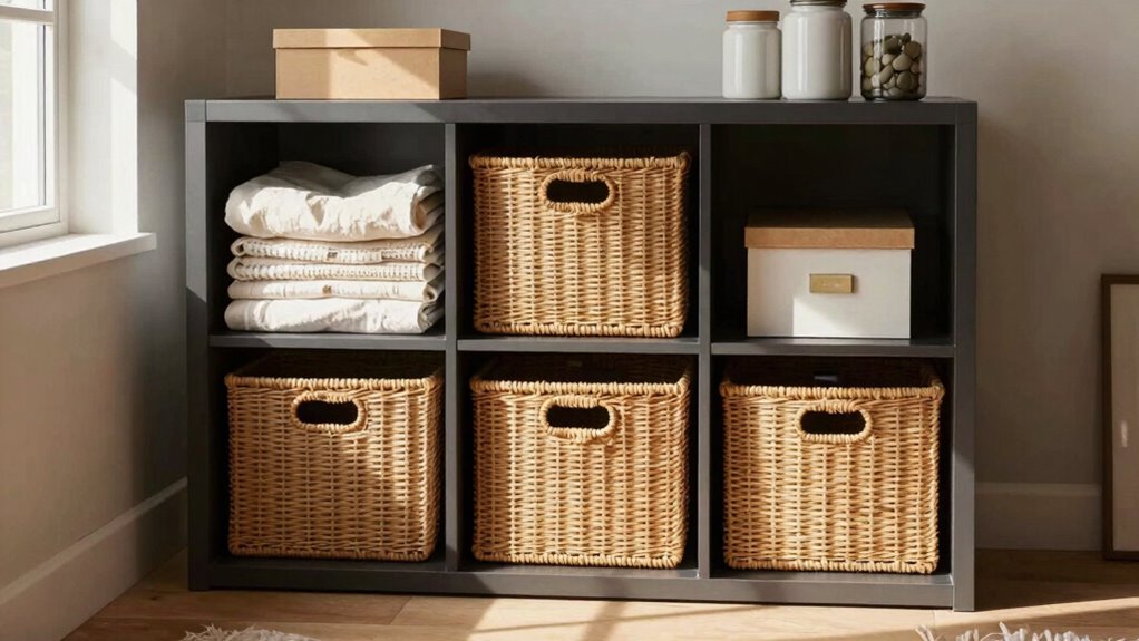 organized stylish open shelving