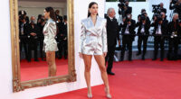 Dua Lipa Goes Mirror Monochrome in Silver Le Silla Sandals at Cannes