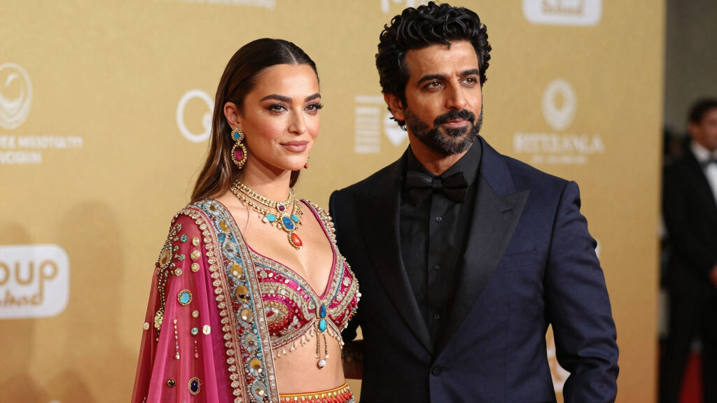 Halsey and Fiancé Avan Jogia Coordinate in Rahul Mishra Couture at Gold Gala