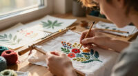 embroidered flowers bloom from botanical-dyed threads and digital algorithms