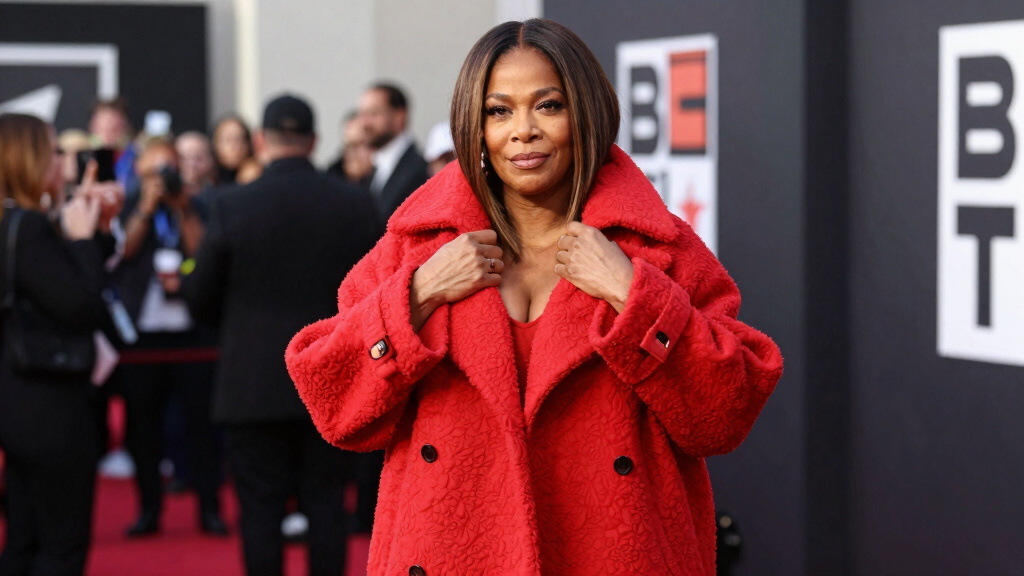 Queen Latifah Bundles Up in a Bold, Oversized Coat on the 2026 BET Awards Red Carpet