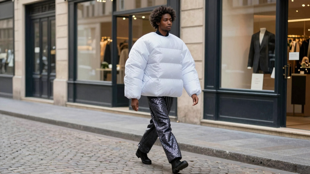 Trending in Paris for Men: Glitter Pants and Inflatable Suits