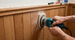 A Basically All-Wood Paneled '70s Bathroom Got an Americana Folk Makeover