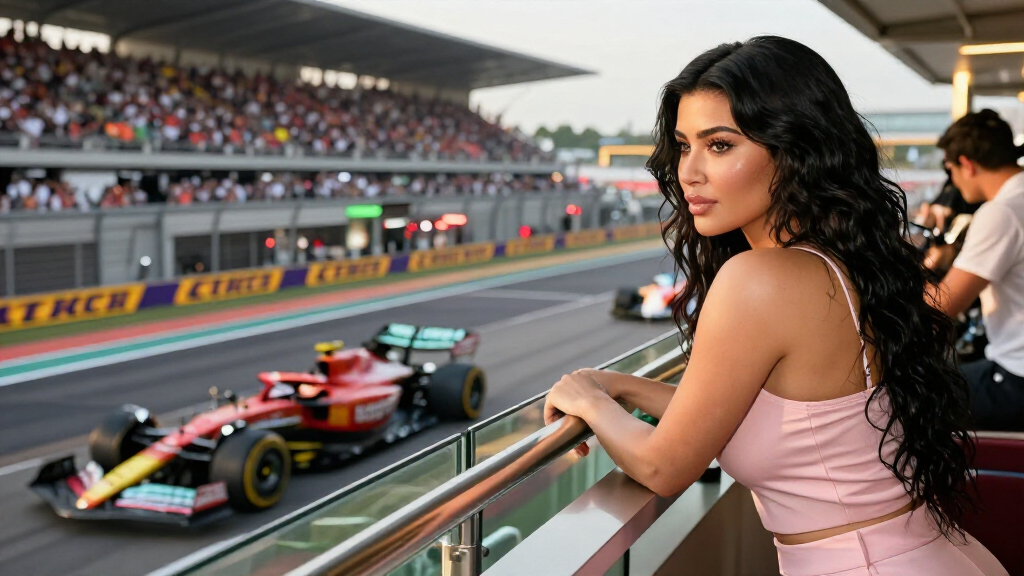 Kim Kardashian Wears Blush Pink To Support Lewis Hamilton At F1 Singapore Grand Prix